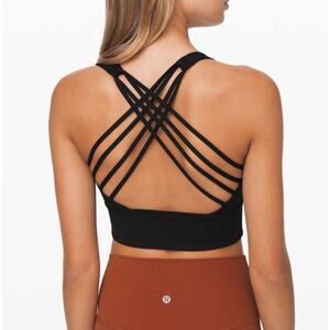 Lululemon Free To Be Wild Long Line Bra Black Strappy Yoga 4